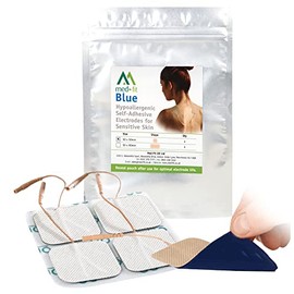 Med-Fit BLUE SENSITIVE SKIN TENS PADS 5cm x 5cm 100% Natural Medical Grade Hydro-Gel - BUMPER PACK 12 PADS 3 PACK