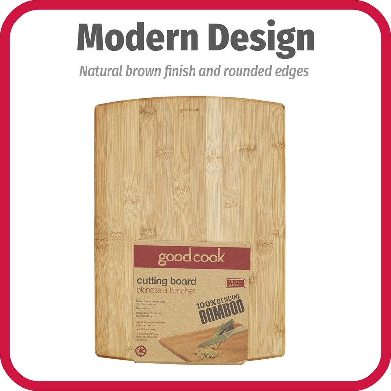GoodCook Everyday 10" x 14" Bamboo Cutting Board, Durable Edge-Grain