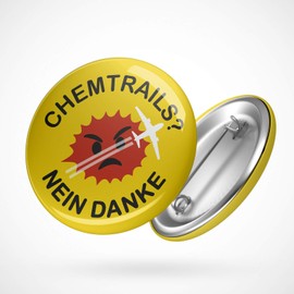 Hellweg Druckerei Button Badge Chemtrails No Thank You Resistance Aeroplane Badge Gift Idea Badge Pin, Metal