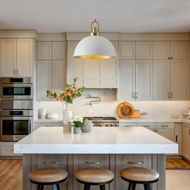 Febeleven 15.74" Industrial White Large Pendant Light Matte Finish Metal Light Fixture Farmhouse Hanging Light for Kitchen Island Dining Room Hallway