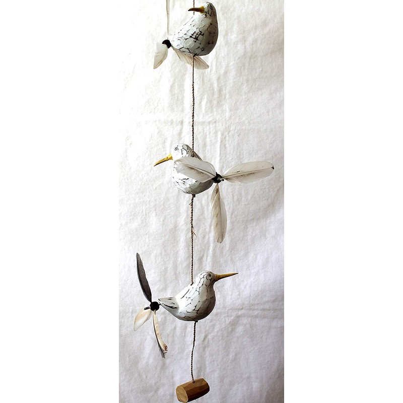 Möwen Windspiel aus Holz und Federn Propeller Fairtrade 80cm