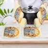 4 Pcs Oven Mitts and Pot Holders Sets Cheery Elephant