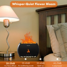 POSVIU Essential Oil Diffuser - Upgraded Color Changing Flame Diffuser Humidifier with Auto-Off Protection - 350ml Large Fire Oil Diffuser - Aromatherapy Diffuser for Home, Bedroom, Office, Yoga