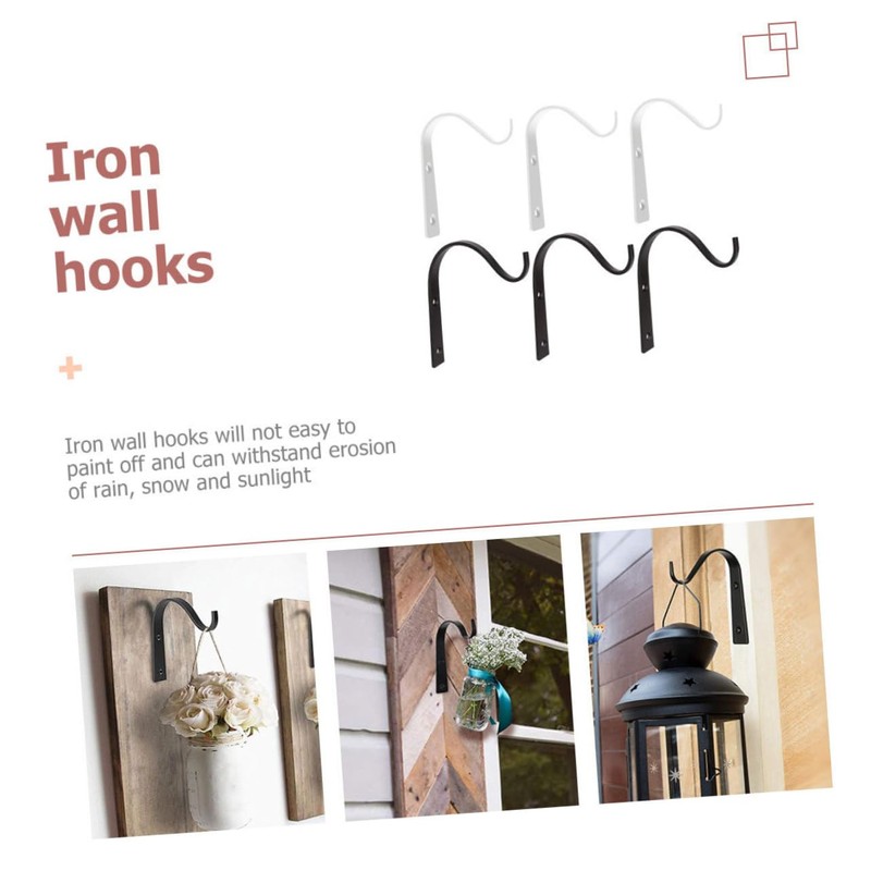Mipcase 6pcs S Shape Wall Mounted Flower Basket Hooks Durable
