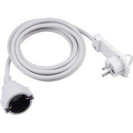 Meister Schutzkontakt-Verlängerung - Extraflacher Stecker - 3 m Kabel - weiß - IP20 Innenbereich / Kupplung mit Berührungsschutz / Schuko-Verlängerung mit Flachstecker / Stromkabel / 7432360