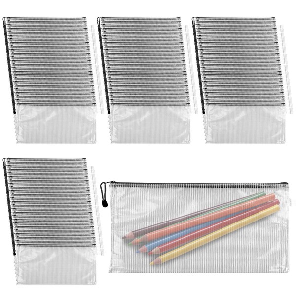 Hyuetrsa 100 Pcs Black Mesh Zipper Pouch Bulk Multipurpose Waterproof