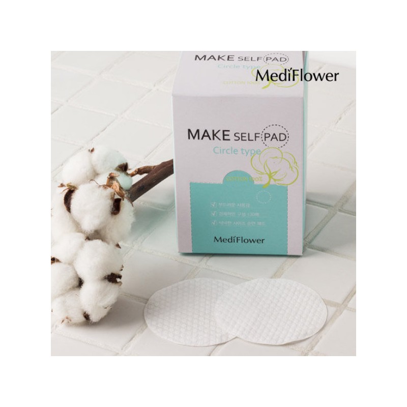 Mediflower 메디플라워 메이크업 셀프 패드 리필 130매 / 화장솜 클렌징패드