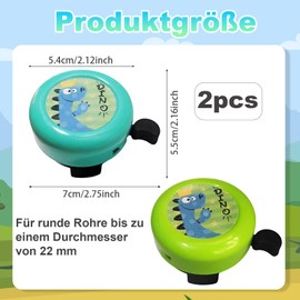 Pack of 2 Children's Bicycle Bell, Green and Blue, Bell Bicycle Children, Bell Children's Bicycle Boys / Girls, for Bicycle, Children's Bike, Scooter, Balance Bike - Rings Loud, Easy Assembly