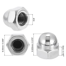 uxcell #10-32 Acorn Cap Nuts, 20Pcs 304 Stainless Steel Dome Cap Head Acorn Nut Hardware Nuts for Bolt Cover, Silvery