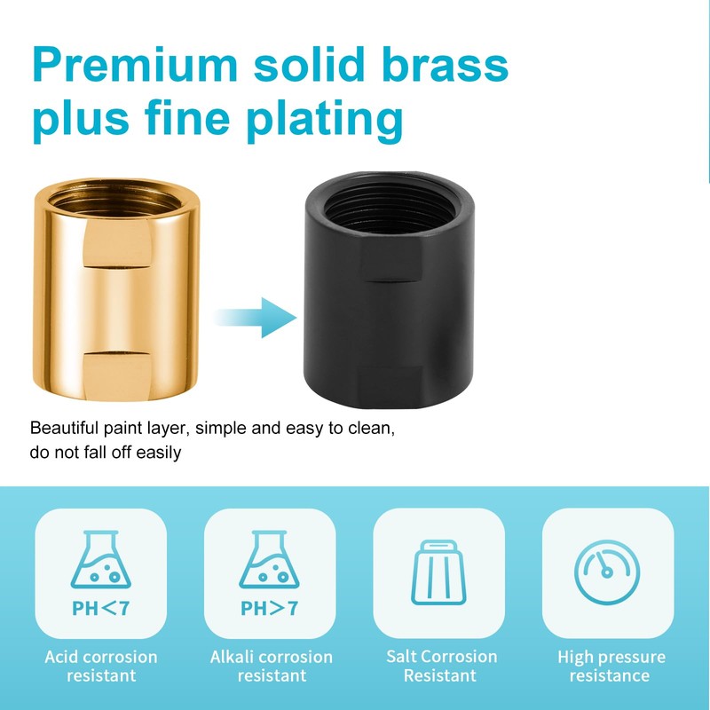 OFFO Shower Pipe Fitting, Brass Converter Adapter, G1/2 x G1/2