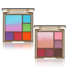 Apooliy 2pcs Shimmer & Matte Eyeshadow Palette,Long-Lasting Cream Eye Shadow,Waterproof Eyeshadow Powder, High-Pigment,6-Color Eye Shadow Palette,Easy Application,Sweat-Proof