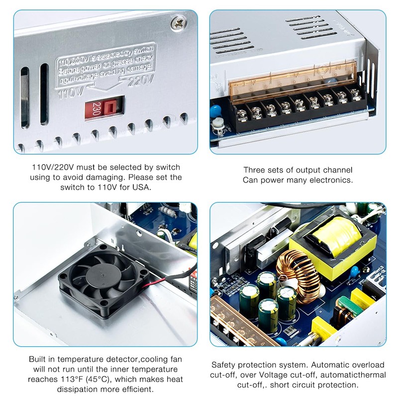 Hosyond 12V 50A 600W Universal Power Supply AC 110V/220V to