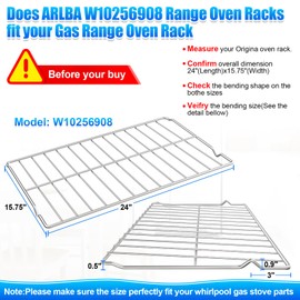 2 Pack 304 Stainless Steel WPW10256908 Oven Rack 24"x15.75" Compatible with Whirlpool,KitchenAid and Kenmore Range Oven Rack W10138079 Shelf Rack 3195710 W10179196 AP6017994 PS11751295 Oven Wire Rack