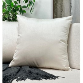 Aiking Home Collection 26x26 Inches Faux Silk Square European Shams, Zipper Closure, Ivory (Set of 2)