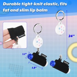 Homakover 4 Pack Retractable Lip Balm Holder Keychain with Clip, Lipstick Holder Keychain Elastic Chapstick for Convenience, Black, General