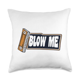 Chromatic Harmonica Set Accessories Beginner Gifts Blow Me Harmonist Harmonicist Mouth Harp Harmonica Throw Pillow, 18x18, Multicolor