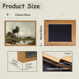 KBKBART Vintage Wall Art Framed, European Countryside Canvas Oil Painting, Rustic Antique Landscape Bathroom Wall Decor for Bedroom Living Room, Wall Decor(8"x10")