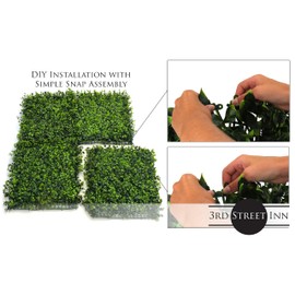 3rd Street Inn Greenery Panel - Artificial Hedge Wall - Fake Plant Wall Backdrop - Privacy Screen - Interlocking Panels - Indoor Outdoor Décor (2, Indian Aster)