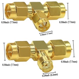 SMA Splitter Connector TUOLNK SMA Male to Dual SMA Male Triple Tee Adapter SMA Female to Double SMA Male 3 Way RF Coaxial Connector Antenna Converter 2 Pack