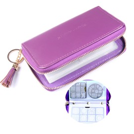 Fingerangel 24 Slots Nail Stamping Case Round Square Square Nail Art Stamp Plate Holder Organizer (Purple)