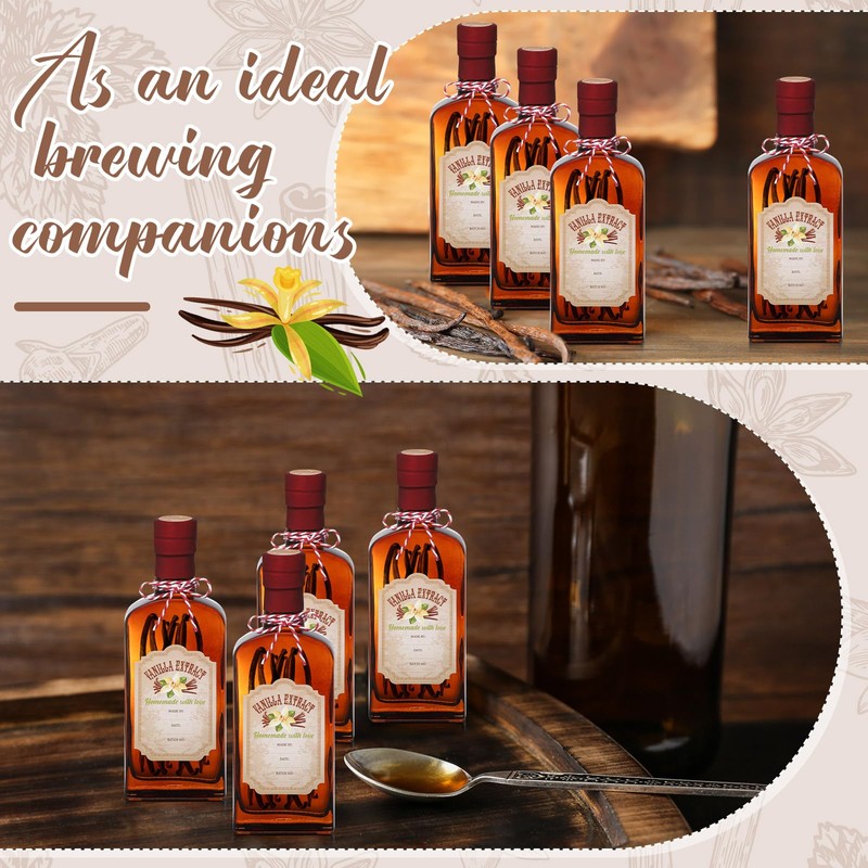 Suclain 8 Pack 8.5 oz Amber Glass Bottle for Vanilla