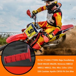 HOLATO 22mm 7/8 Throttle Handle Grips Cable Clamp On Off Switch for Coleman CT100U CT200U Baja Doodlebug Db30 Mb165 Mb200 50cc 90cc 110cc 125cc SSR Coolster Apollo CRF50 Pit Dirt Bike (RED)