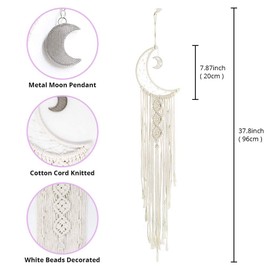 Pretty Jolly Moon Dream Catcher Wall Decor Handmade Woven Tassel Bohemian Dream Catchers Decoration Wall Hanging for Bedroom,Living Room,Wedding Party Decoration,Home Decor-Moon Rings 37.8" Length