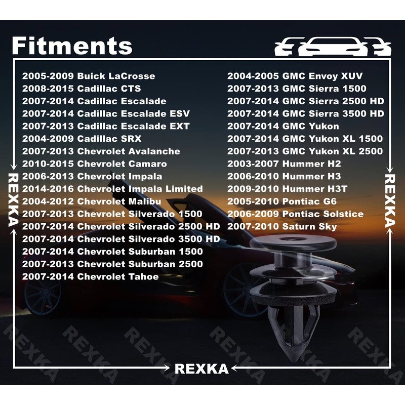 Rexka 10 Sets Door Trim Panel Retainer Clip Kits for