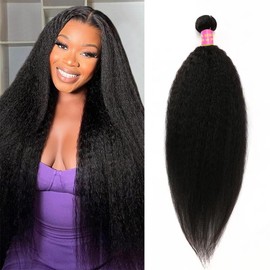 Brazilian Hair Bundles Real Hair Weave Yaki Straigh Human Hair Bundles 100% Brazilian Human Hair Extensions Kinky Straigh Weave Bundle for Women 18 Inches
