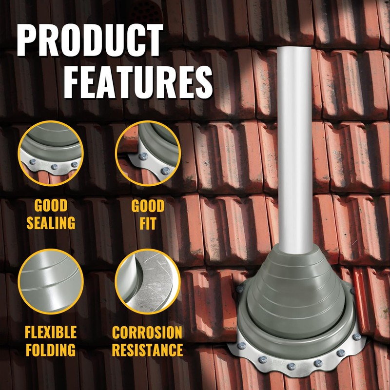 VIVIDA #3 Silicone Metal Roof Pipe Flashing Boot, High Temp