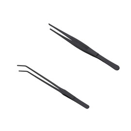Hongoen 2 pieces aquarium tweezers set, straight and curved, long tweezers, tweezers, aquarium, reptile food tweezers, stainless steel protective finger tweezers for reptiles, water plants