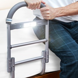 Lunderg Bed Assist Rail for Seniors with Motion-Activated Light & Non-Slip Grab Bar - Easy to Install Bed Rails for Elderly Adults Safety & Post-Surgery - Helps Reduce Falls & Support Independence
