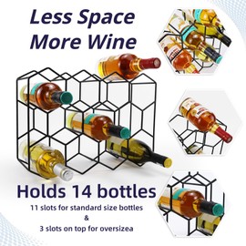 Luoieo 14 Bottles Black Wine Racks Countertop,3 Tiers Meta Wine Holderl for Bar Cabinet Table Pantry,No Assembly Required,Wine Bottle Holder