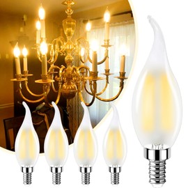 CA11 Chandelier Light Bulb, 4 Pack Ivyemons Dimmable CA11 Frosted Candle Light Bulb 450LM 4W, Equal 40W, 2700K Warm White No Flicker CA 11 LED Candelabra Bulb E12 Base, CA 11 LED Bulb for Cozy Setting