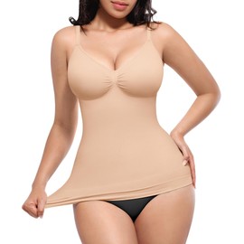 SHAPELLX Shapewear for Women Bodysuit, Seamless Tank Top Tummy Control Cami Body Shaper, V-Neck Camisole Tops Skin M