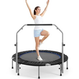 Crafted Comforts Co. Foldable Mini Trampoline for Adults with Adjustable Bar, Versatile Design for Indoor and Outdoor Use - Size: 48 inch