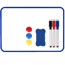 Mtxorvix Mini Magnetic Whiteboard, 21 X 30 cm Small White Board, A4 Desktop Dry Erase Board, Portable Double-Sided Dry Erase Board with Marker and Board Eraser, for Office,School & Home (Blue)