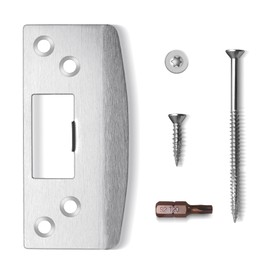 MOSECYOU Oversized Door Strike Plate, Heavy Duty Version, Reinforced Enlarged Striker Plate with Large Hole, Fix Door Won't Latch in, Extended to Cover Worn Slot (Satin Nickel, 1 Pack)