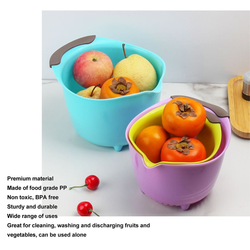 3pcs Drain Colander Set Food Grade PP Stackable Fruit Vegetable