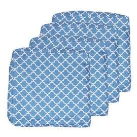 EHouseHome Patio Chair Seat Cushion Covers,Washable Slip Covers Replacement,Waterproof Outdoor Furniture Cushion Pillow Seat Cover for Couch,Garden,Sofa,22"×20"×4"(4 Covers Only,Blue and White)