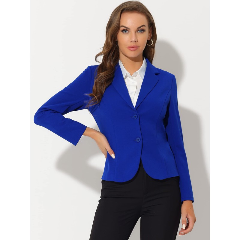Allegra K Women's Work Office Blazer Stretch Lapel Collar Long