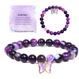 SODLYUE Butterfly Bracelet for Women - Purple Butterfly Charm Jewelry Gift for Her