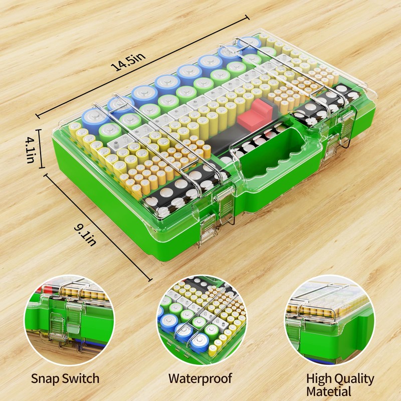 Narotood Battery Organizer Storage Holder Box Case with Tester, Ultra-Large