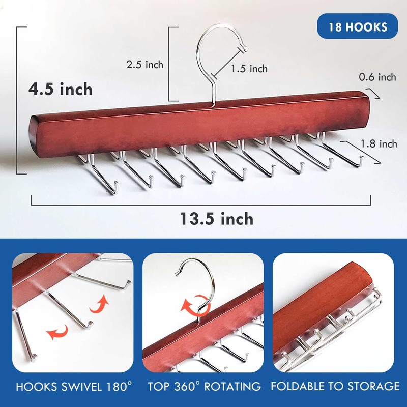 KEOAMG 2Pack Tie Rack Hanger for Closet, Sleek Tie Organizer