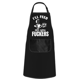 POFULL Funny Cooking Apron I'll Feed All You Fuckers Apron Barbecue Party Gift (I'll Feed All You Apron)