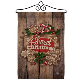 Ornament Collection GS191103-P3-02 Winter Sweet Christmas Impressions Decorative Vertical 13" x 18.5" Garden Flag Set Metal Wall Hanger Hardware