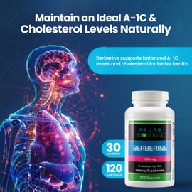 Neuro biologix Neuro biologix Pure Plant-Derived Berberine HCl Supplement C High Potency Berberine Supplement to Help Maintain Ideal A-1C & Glycemic Balance Naturally - Metabolic & Lipid Support - 120 Capsules