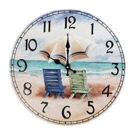 Timely Furnishings 12 Inch Decorative Wall Clock, for Coastal, Nautical, or Beach Themed Home decor. Silent Non Ticking Sweep Movement