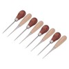 8Pcs Leather Awl Wooden Ergonomic Handle Stainless Steel Effort Saving