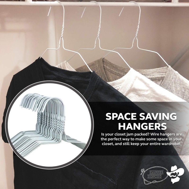 Hanger Honcho Wire Metal Clothes Hangers 100 Pack Bulk for